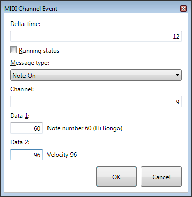 Channel Event dialog